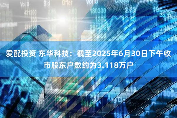 爱配投资 东华科技：截至2025年6月30日下午收市股东户数约为3.118万户